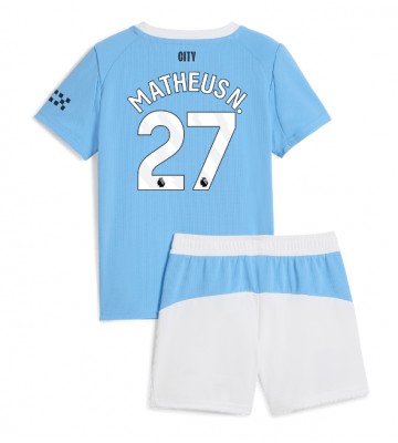 Manchester City Matheus Nunes #27 Hjemmebanetrøje Børn 2025-26 Kortærmet (+ Korte bukser)